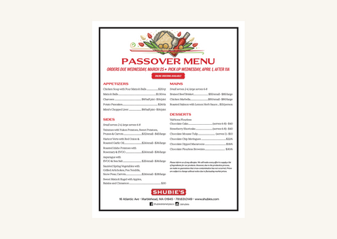 Our Passover Menu is Live