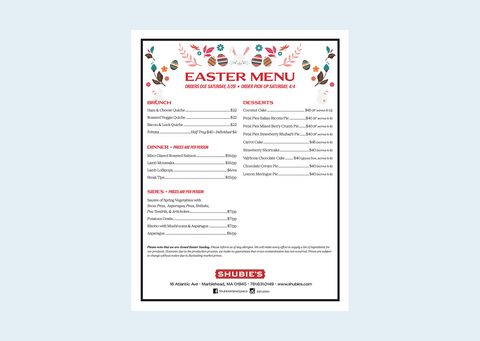 Our Easter Menu is Live