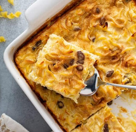 Sweet Matzoh Kugel with Apples, Raisins and Cinnamon